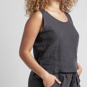 Parachute Linen Tank Coal Grey Size XL Scoop Neck Cropped - NWOT